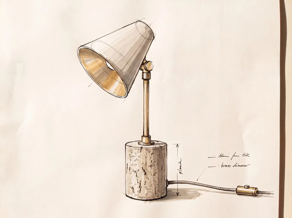 Sketch a marker di una lampada da tavolo