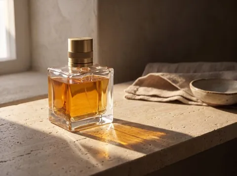 Terzo scatto, ambientato: flacone di profumo