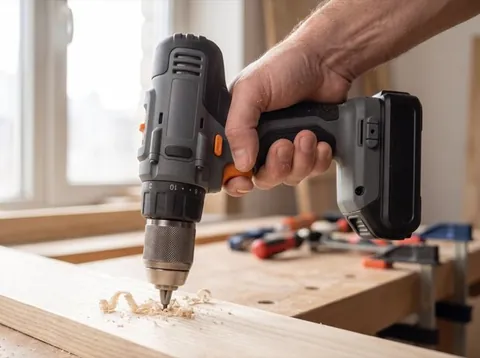Terzo scatto, in uso: trapano a batteria