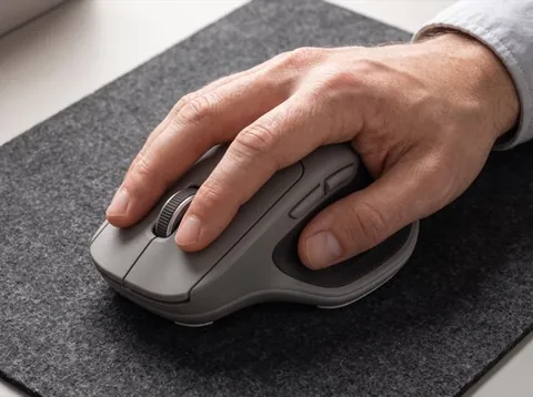 Terzo scatto, in uso: mouse ergonomico